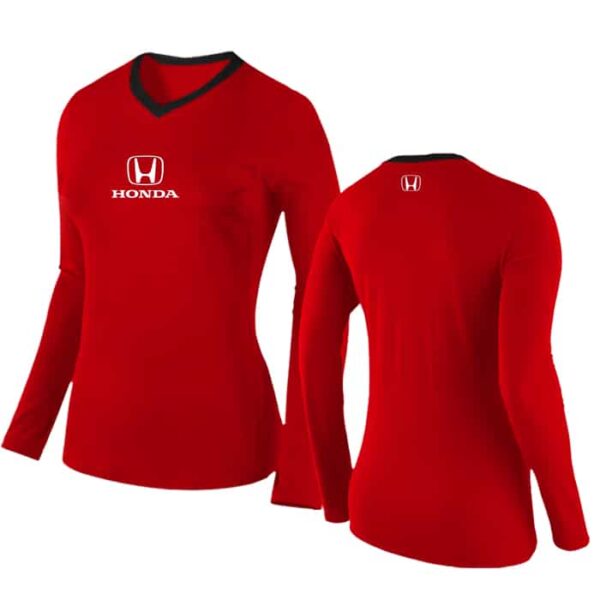 Playera Cuello V  Manga larga para mujer | combinada | Honda - Imagen 2